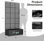 QINPTWUT Louver Edition Privacy Screen Planter Box with Trellis, Metal Raised Garden Bed for Climbing Plants, Outdoor Pattern Divider for Patio Balcony Backyard, 27 Gallon Capacity, Easy Assembly