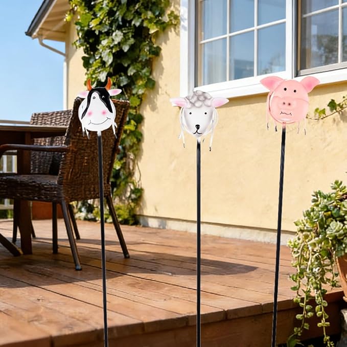 Farm Animal Solar Garden Lights,3Pack Waterproof Decorative Solar Stake Light,Decorative Statues Figurine Lights for Lawn Patio Pathway for Outside