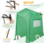 EAGLE PEAK 9x4 Portable Walk in Greenhouse, Pop Up Indoor Outdoor Greenhouse, Green House Kit with Zippered Roll-Up Doors and Windows, Lean-to Design, PE Cover, Clear/Green
