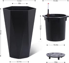 22.4 Inch Tall Planters for Outdoor Indoor Plants Set of 2, Tapered Large Flower Pots with 2 Trays and a Water Level Monitor Planter Pots, Plant Pot for Patio, Balcony, Lounge