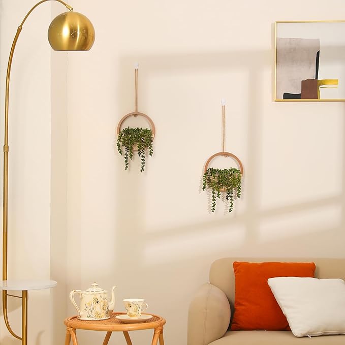 Artificial Hanging Plants Hanging Planter Fake Succulents Artificial String of Pearls with Pot and Lanyard for Home Office Wall Decoration