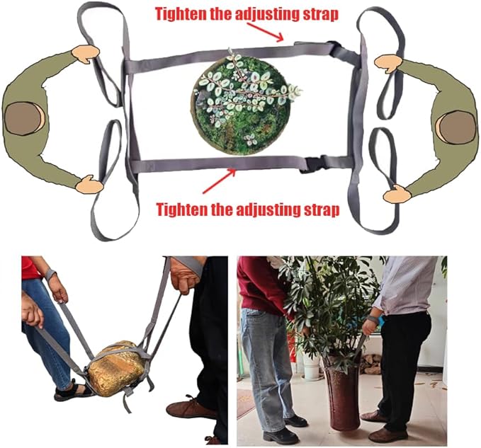 Potted Plant Mover and Lifting Straps for Garden, Landscaping Lifting Straps, Move Heavy Garden Objects: Flower Pots, Planters, Trees, Rocks,Pot Tool,Gray