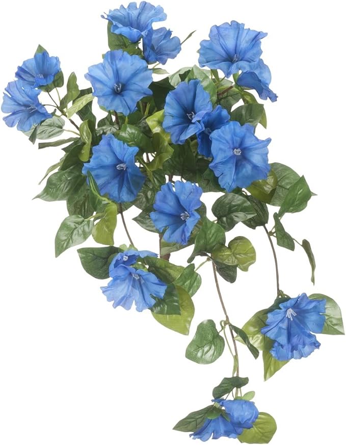 OakRidge Artificial Petunia Hanging Stem – Indigo, 25” Long – Faux Floral Home Décor for Indoor/Outdoor Use