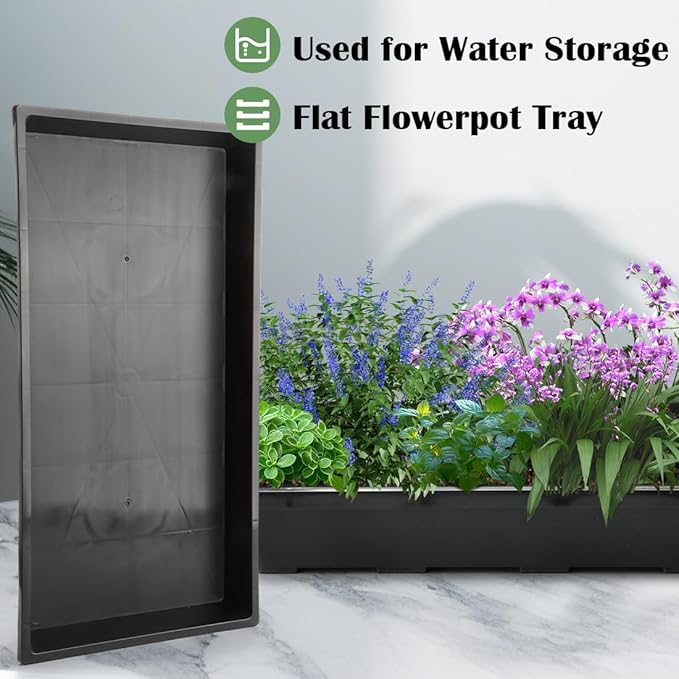 RooTrimmer 1020 Nursery Pot Trays 5 Pack, Plastic Flat Seed Starter Tray, Reusable Seedling Starting Tray for Holding and Carrying Plant Pots (Black)