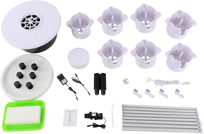 Growing Tower, 28-Plant Hydroponic Indoor Vertical Garden Kit with LED Lighting and 24-Hour Cycle Timer, Hydroponics Growing Tower for Gardens, Farms, School Research Rooms (White and Black)