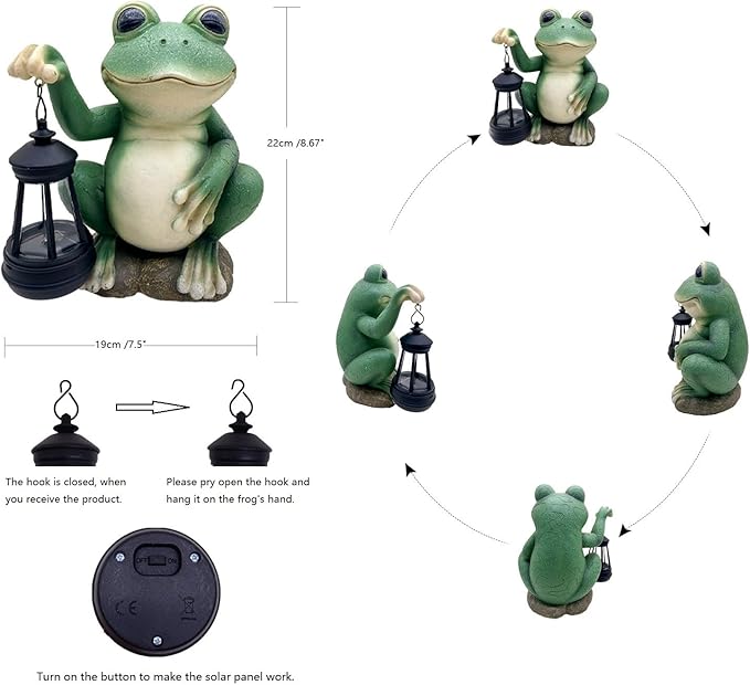 Glowing Garden Frog Outdoor Decor Cute Animal Outdoor Statue for Yard Patio Ornaments, Solar Frog Garden Decor for Birthday Housewarming Gifts for Woman, Mom, Grandma