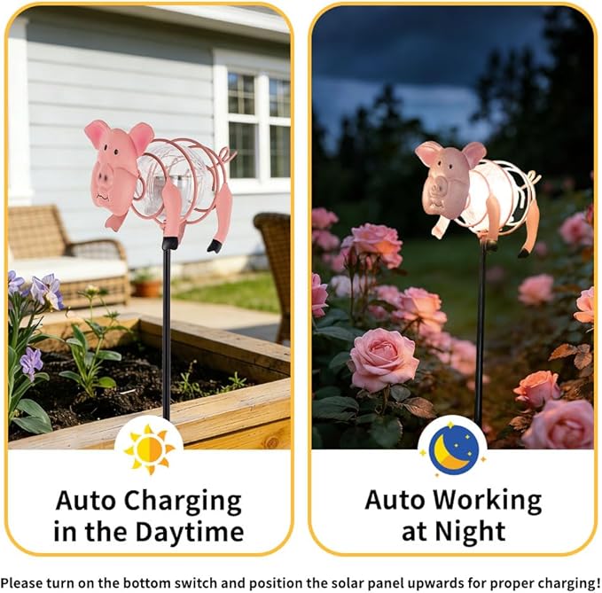 Farm Animal Solar Garden Lights,3Pack Waterproof Decorative Solar Stake Light,Decorative Statues Figurine Lights for Lawn Patio Pathway for Outside