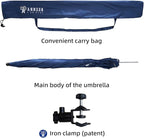 AMMSUN XL Chair Umbrella with Universal Clamp Adjustable 47 inches and 360-degree Swivel UPF 50+, Portable Clamp on Camping or Beach Chair, Stroller, Wheelchair, Golf cart, Navy Blue, 2 PACK