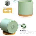 WSMKSZ 8 Inch Medium Flower Pots for Indoor Outdoor Plants, Cylinder Deep Plant Pots with Drainage Holes & Saucer, Decorative Plastic Planter Pots for Garden House Plants, Green with Brown