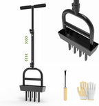 COZEER Lawn Aerator Tool with 4 Hollow Tines & 3 Spike Tines, Aerator Lawn Tool with Soil Core Storage Tray, Grass Aerator for Yard Aerator, Manual Lawn Core Aerator & Yard Aerator Garden Tool