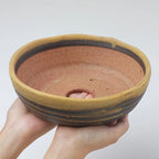 Wazakura Shigaraki Series Yellow Dust Stripe Glazed Ceramic Bonsai Pot Made in Japan, Garden Training Container, Flower Planter, Succulent Bowl - Yellow Sand Big Size