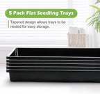 RooTrimmer 2.8 inch (7CM) Square Nursery Pots 120pcs with 5 Pack Seed Starter Trays, Durable Plastic Flat Seedling Tray (17"x11"x2") for Carrying and Holding Plant Nursery Pot (Black)