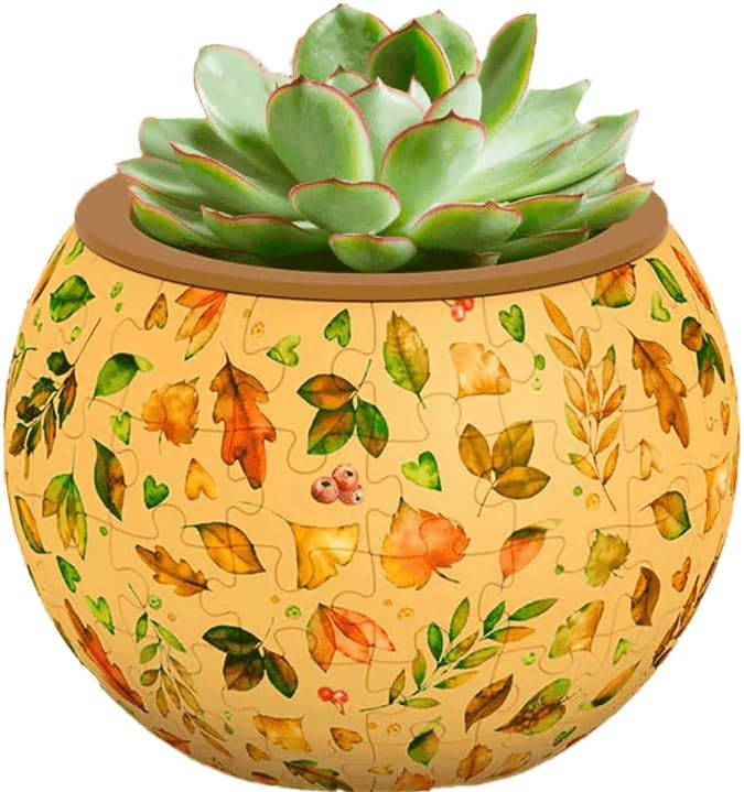 PieceRelax 3D Puzzle Planter 80 Pieces - Flower Pot - Elegant Green, for Mom, Home Decor Flower Pots for Indoor Cactus, Succulents Pots [K1105]