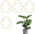 4 Pcs Iron Monstera Plant Support Monstera Trellis with Bamboo Clamp, 6.5x5.5 Inch Plant Stakes for Indoor Plants, Sturdy Metal Frame for Climbing & Thriving Growth (Gold)