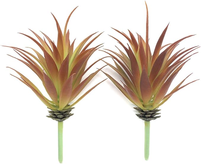 2 PCS Artificial Succulents Plants Real Touch Lifelike Succulants Plants Faux Greenery Plants Garden DIY Home Office Decoration Ornament (Red Agave)