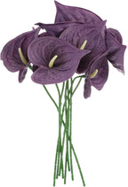 uxcell 8Pcs 11inch Artificial Anthurium Lily Flowers, Permanent Flower Bouquet for Home Arrangements Wedding Festival Decoration Crafts Store Decor Accessories, Light Purple