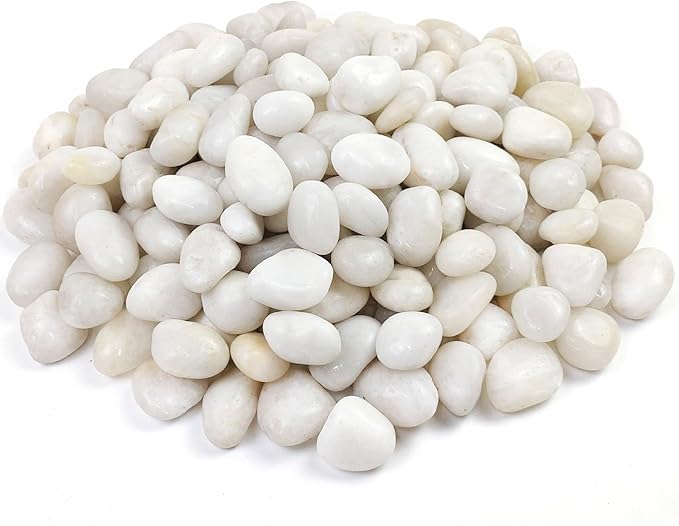YISZM White Pebbles for Indoor Plants, Natural Polished River Rocks, Small Decorative Stones for Planters Vase Fish Tank Aquariums Landscaping Garden, 5lbs