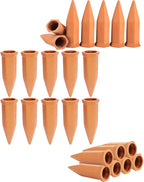 vensovo Terracotta Self Watering Spikes - 24 Pcs Potted Plant Watering Devices Vacation Self-Watering Stakes for Outdoor, Indoor Plants, Wine Bottle