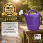 PMU 2 Gallon Watering Can - Garden Watering Can for Indoor & Outdoor Plants - Plastic Water Can with Detachable Sprinkler Head - Large Water Pot, Made in USA - Purple Pkg/6