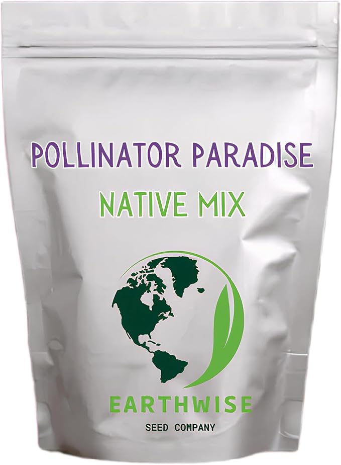 Earthwise Pollinator Paradise Native Wildflower Seed Mix – Bee and Butterfly Friendly, Organic, Season-Long Blooms, Low Maintenance, Drought Tolerant, Pet Safe – Covers Up to 150 sq ft, 1 oz