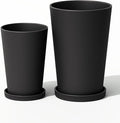 Bamworld Plant Pots Planters for Indoor Plants Flower Pots with Drainage Holes 5.5/6.5 Inch Set of 2 Plastic Planters for Outdoor Plants Garden Pots for Office Room Home Decor Black