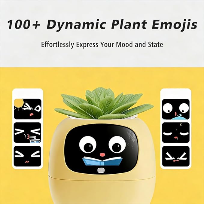 Intelligent Flower Pot, Electronic Bud, Maintenance Plant Assistant, Fun Interactive Flower Pot, Indoor Green Planting Monitoring, LCD Screen Display, Cell Phone APP Connection (Pink)