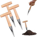 Hand Dibber Seed Dibber, Hand Dibber Garden Tool Bulb Planter Tool with Wooden Handle, Seed Planting Tool Plant Hole Digger for Garden Seeds Bulbs Flowers Tulips Daffodils Vegetables (3pcs)