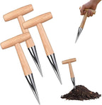 Hand Dibber Seed Dibber, Hand Dibber Garden Tool Bulb Planter Tool with Wooden Handle, Seed Planting Tool Plant Hole Digger for Garden Seeds Bulbs Flowers Tulips Daffodils Vegetables (3pcs)
