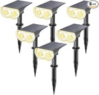 Linkind Solar Lights Outdoor Waterproof IP65, StarRay Dusk-to-Dawn Outdoor Solar Lights, 3 Lighting Modes Solar Spot Lights Outdoor for Garden, Yard, Landscape (Warm White, 6 Pack)