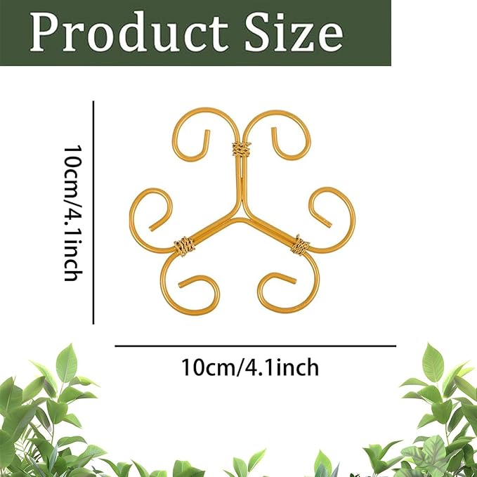 YAPROMO 4PCS Iron Monstera Plant Support - 4.1IN Plant Support Stakes for Indoor Plants, Plant Stakes and Supports, Ideal Plant stem Support for Turtle Shell Bamboo & Houseplants (A+B)