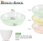 SupKing Plant Saucers Drip Tray 6 Pack 10 Inch Heavy Sturdy Plastic Flower Pot Saucers for Indoor Outdoor Planter Water Catcher Tray for Plant Pot (10''-multiple colors)