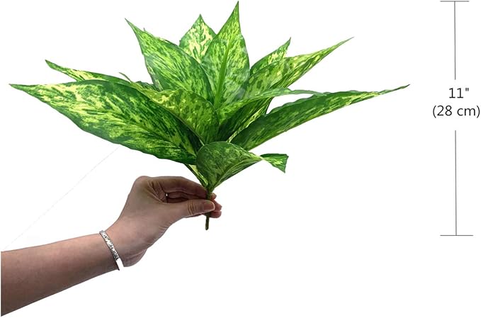 CATTREE Artificial Plants Outdoor, Fake Plant Décor Shrubs Faux Grass Plastic Leaves Greenery Bushes Home Garden Wedding Party Decorations Indoor Office Yard Verandah Planter Filler - Yellow 2 Pack