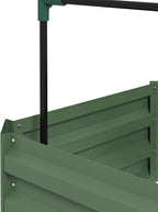 Outsunny Galvanized Raised Garden Bed, 73.5" Tall Outdoor Planter Box with Trellis Tomato Cage and Open Bottom for Climbing Vines, Vegetables, Flowers in Backyard, Garden, Patio, Green
