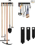 LEYU Metal Garage Tool Organizer Wall Mount, 2 Pack Garden Tool Organizer With Extension Cord Straps, Garage Organization Hooks and Hangers for Shed, Yard Storage, Wall Holder for Hanging Broom Mop