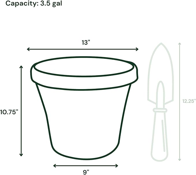 Bloem Terra Pot Planter: 12" - Terra Cotta - Durable Resin Pot, for Indoor and Outdoor Use, Gardening, 3.5 Gallon Capacity, Saucer Sold Separately