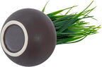 MyGift 7 Inch Tall Modern Mini Artificial Grass Plants in Small Round Brown Ceramic Pots, Decorative Tabletop Faux Greenery Indoor Home Decor, Set of 3