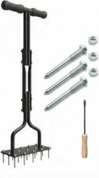 Lawn Aerator Tool with 15 Thicker Spikes, Manual Grass Aerator for Yard Care, Includes 3 Spare Spikes, Weldless U-Shaped Handle, 36 Inch(Black)