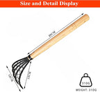 SHANFEEK Garden Rake 5-Claw Landscape Dethatcher Thatching Beach Combing Rake for Digging Clam Shell Defoliation Hoe Garden Tool for Loosen The Soil (Orange)