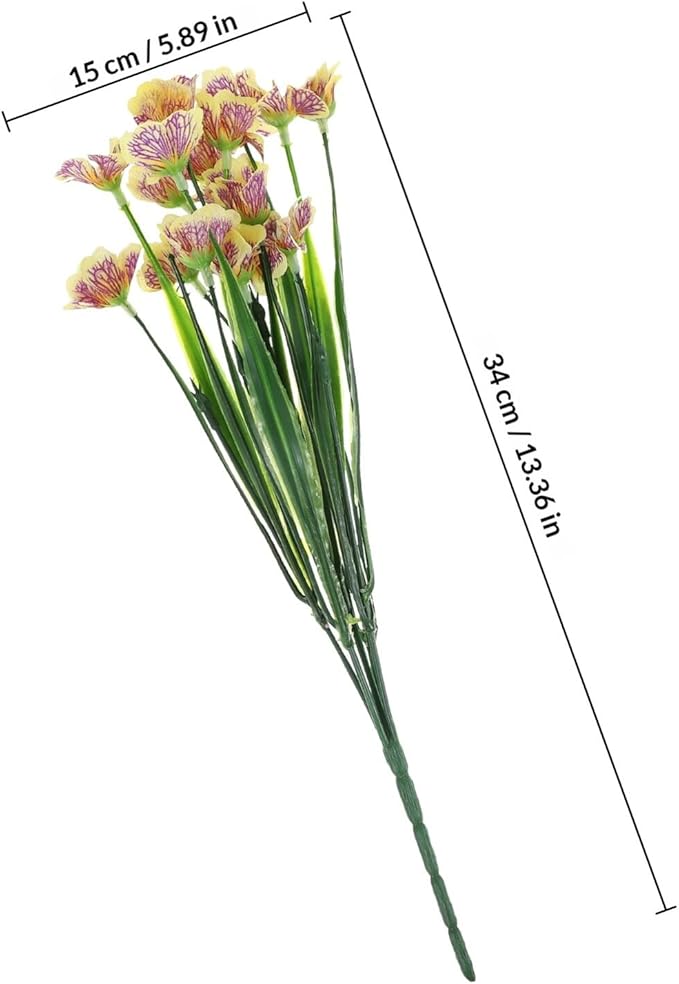 Veemoon 6pcs Yellow Uv-Resistant Faux Orchid Bouquet Set, Decorative Fake Flowers Simulation Arrangement for Home and Living Room Décor, Party Photo Prop, Wedding Centerpiece