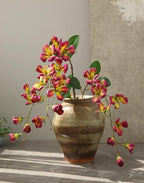 Artificial Flower Decoration Orchid Realistic high-end Bionic Flower Living Room Artificial Flower Living Room TV Cabinet Decoration Ornament Retro Fake Flowers (Red 1 Stick)