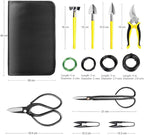 Bonsai Tools Set 13Pcs, Bonsai Essentials with PU Leather Bag, High Carbon Steel Succulent Trimming Kit, for Pruning, Raking, Training Plants, Ideal Gardening Gifts
