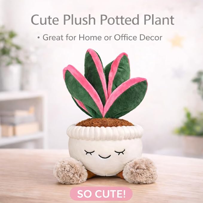 Plush Succulent Plant in Pot – Large 12 Inch Stuffed Succulent Cute Fake Plant Decor for Desk, Bedroom & Nursery, Soft Potted Plant Gift(Oyster Plant)