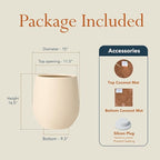 16.5" H x 15" D Premium Corso Fiberstone Round Tapered Planter with Drainage Hole, Smooth Finishes, Weather Resistant, Included 2 Extra Coco Mats (Kilim Beige, 11.5" Pot Opening)