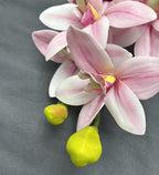 4pcs Artificial Cymbidium Orchid Flower Plant 3D Print Vanda 10 Heads Latex Phalaenopsis Flower (Pale Pink)