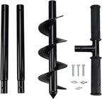 RealPlus Hand Auger Post Hole Digger 4" x 33" Garden Hole Digger Tool Manual Earth Auger Drill for Deep Cultivating Seedlings Planting Trees