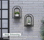 Hanging Planter for Indoor & Outdoor Plants, Mid Century Modern Iron Frame Wall Decor for Living Room Garden Patio 3 Pack Black（No Light）