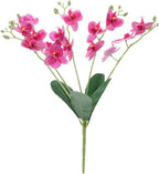 Artificial Phalaenopsis Orchid Stems with Leaves, Long Stem Butterfly Orchid Branches for Home and Office Decoration, Purple Faux Flowers for Living Room and Indoor Styling Props
