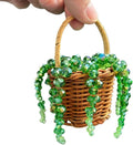 Bling Suncatcher String of Beads Plant Hanging Basket, Cute Handcrafted Crystal Succulent Sun Catchers for Window Hanging, Shiny Garden Crystal Sun Catcher Plant Lover Gift Mom Gifts (Green)