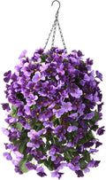 INQCMY Artificial Fake Hanging Flowers Plants with Basket for Spring Summer Outdoor Decoration,Faux Silk Begonia in Planter UV Resistant Look Real for Home Porch Yard Patio Balcony Decor