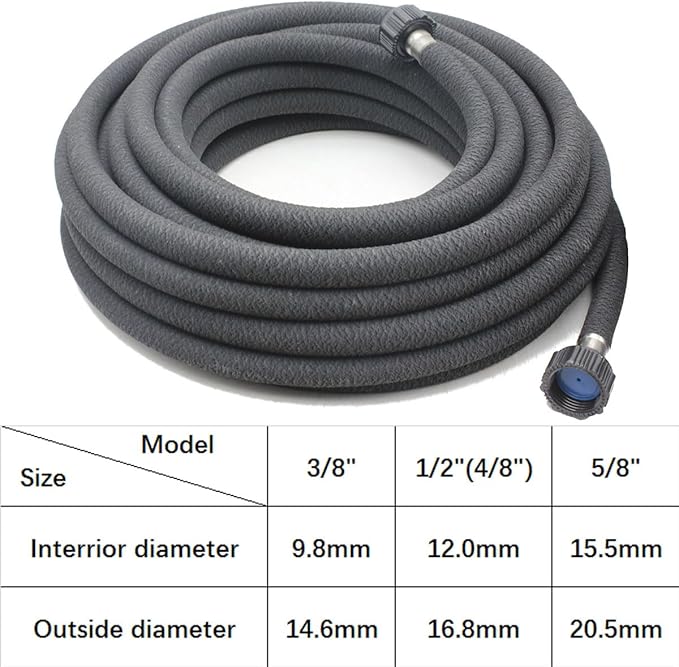 Taisia 5/8" Soaker Hose 15 ft Round Rubber Garden Water Hoses, Heavy Duty Drip Hose for Watering Irrigation, Water Seeper Soaker Hoses for Garden, Lawn and Plants